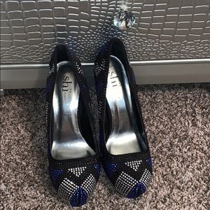 Blue/silver/black Heels